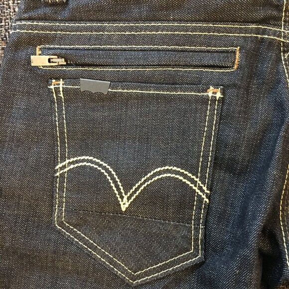 LEVI’S Skinny 511 Drk Denim Jeans Red Tab Black Label Back Zip Pockets W30 L30 - Picture 6 of 11